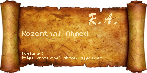 Rozenthal Ahmed névjegykártya